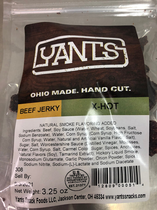Extra Hot Beef Jerky - Yants Snack Foods
